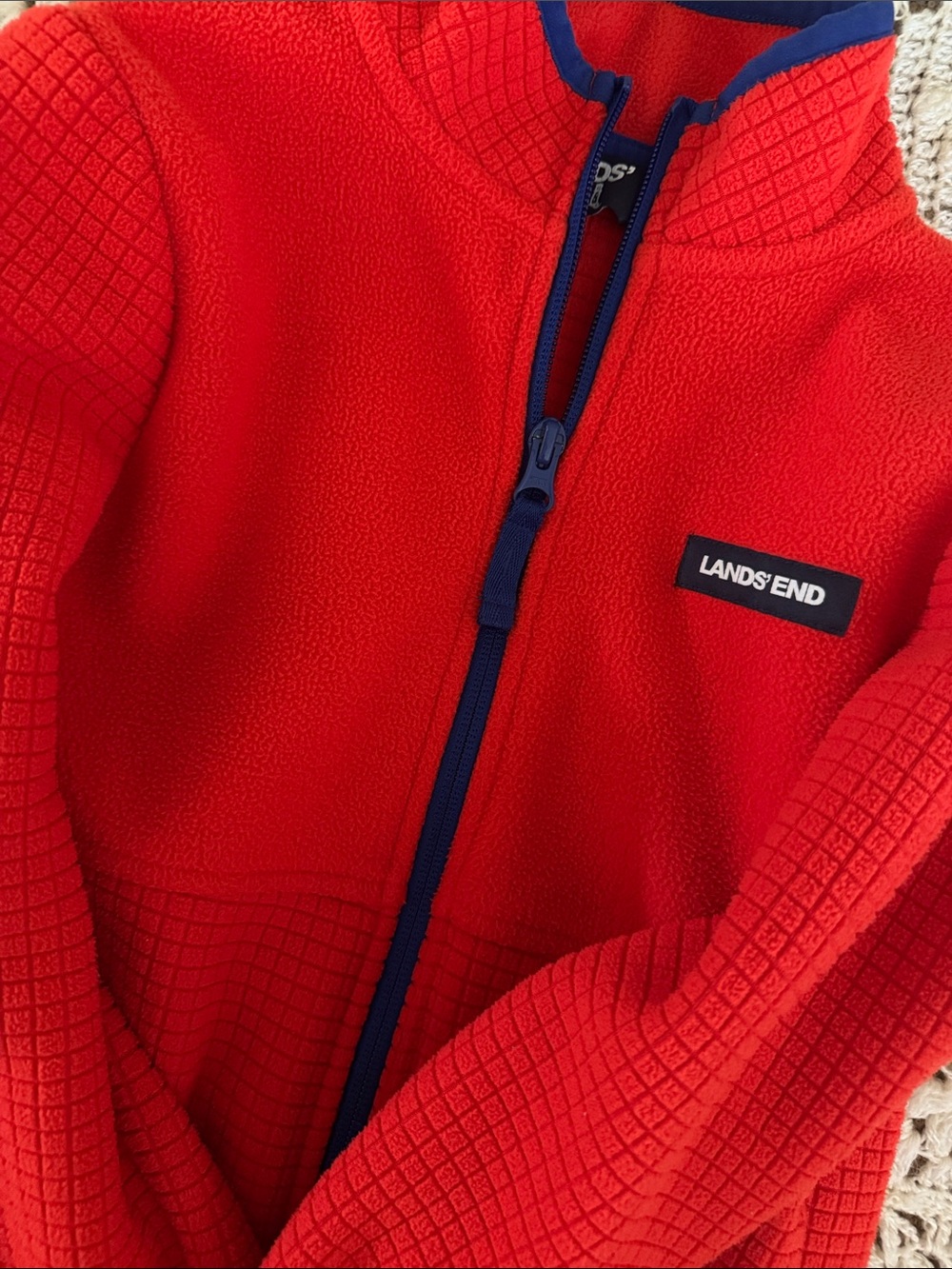 Lands' End Red Full-Zip Fleece with Blue Accents - Picture 6 of 6